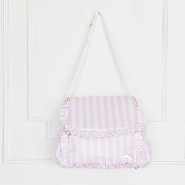 Diaper Bag - Pink Polka Stripe