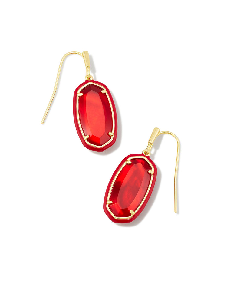 Dani Enamel Frame Drop Earrings Gold Red Illusion - Southern Belle Boutique