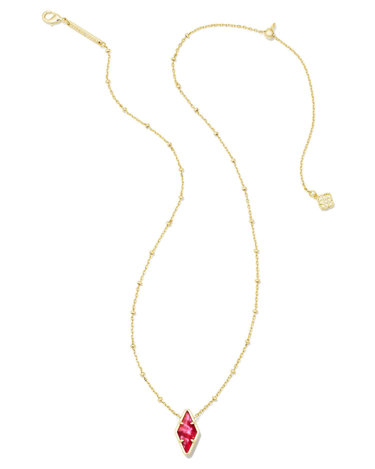 Kinsley Short Pendant Necklace Gold Raspberry Illusion - Southern Belle Boutique