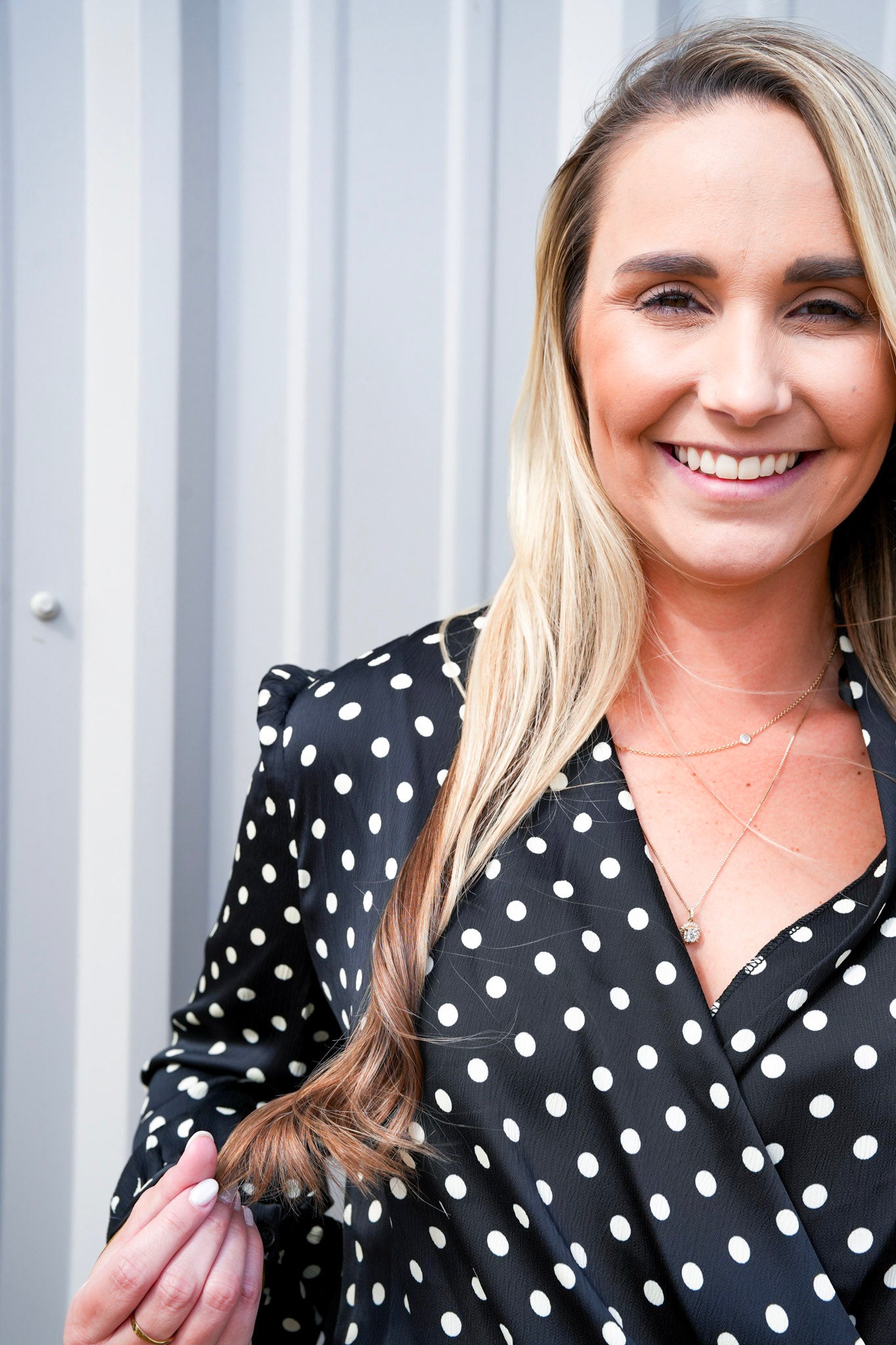 Black Polka Dot Satin Blouse - Southern Belle Boutique