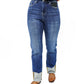 High Rise Cuffed Straight Leg Jean - Trappist