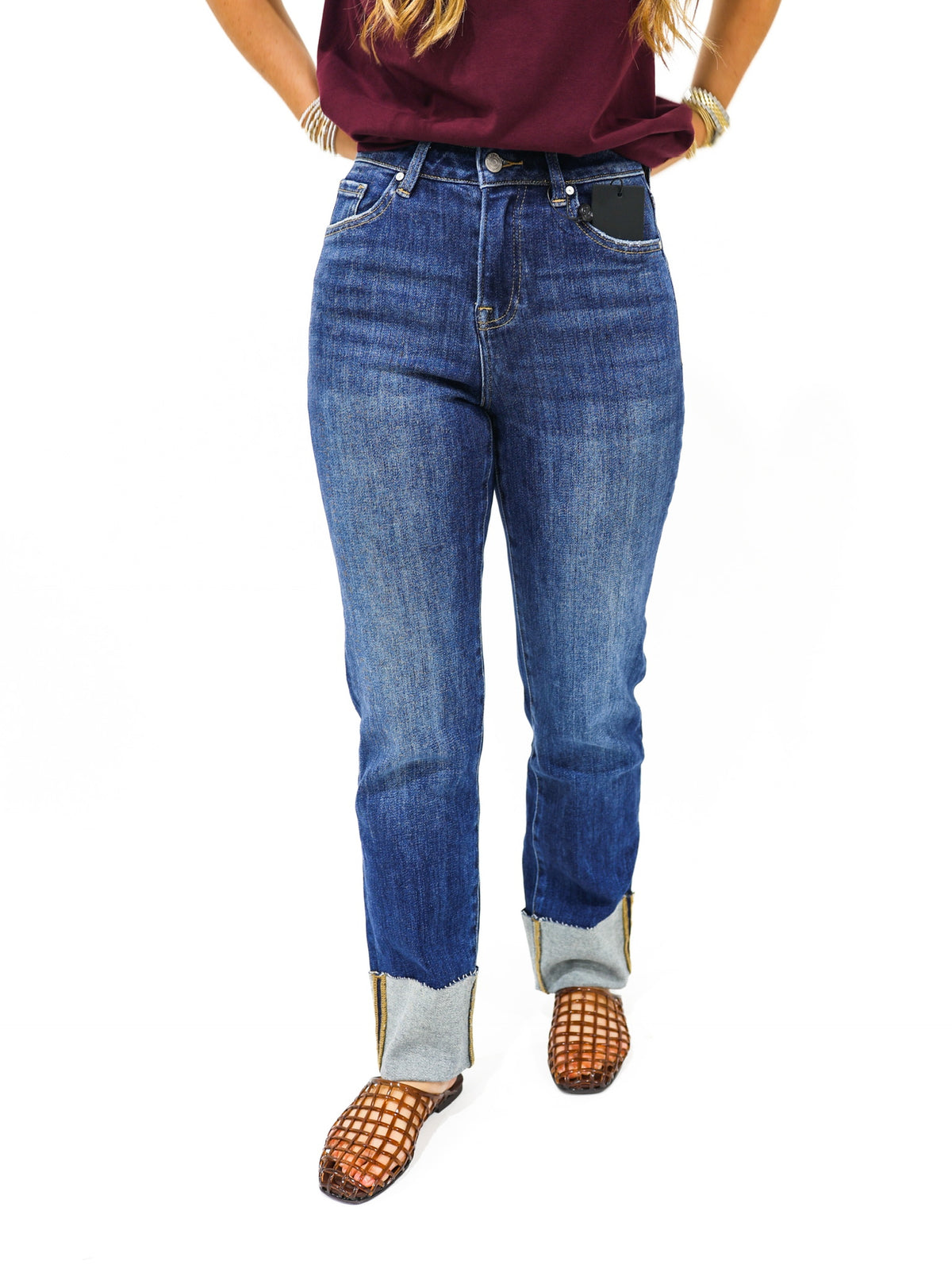 High Rise Cuffed Straight Leg Jean - Trappist