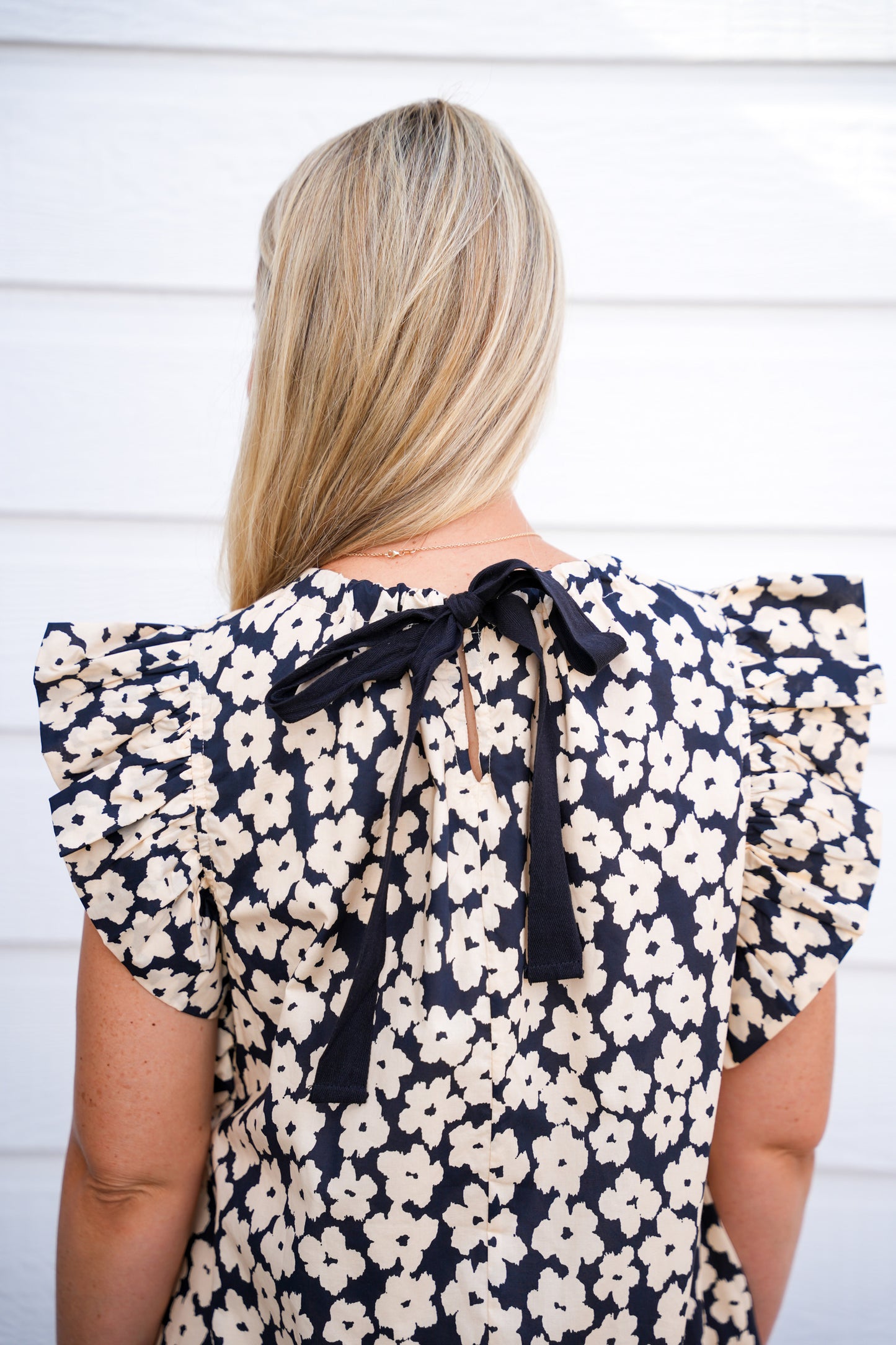 Black Floral Dress w/Back Tie