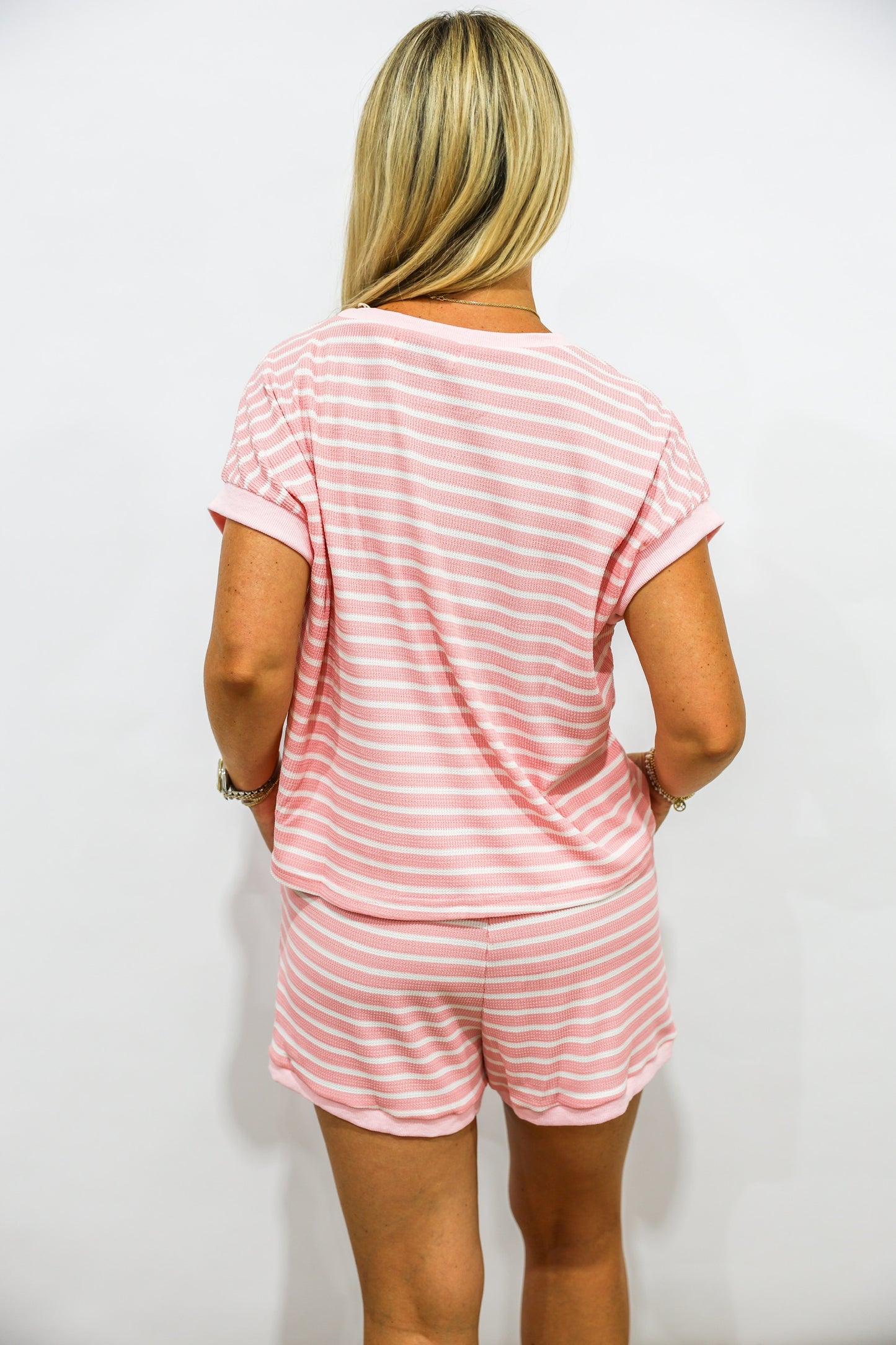Pink Striped Short Set