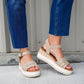 Diana Wedge Sandal - Champagne Metallic Basket Weave - Southern Belle Boutique