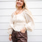 Choco Leather Shorts w/Pearls
