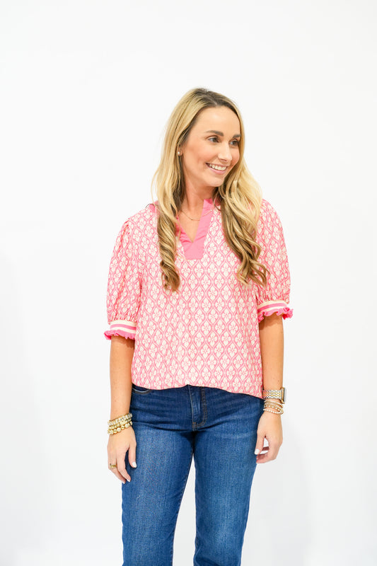Coral Breeze Blouse - Southern Belle Boutique