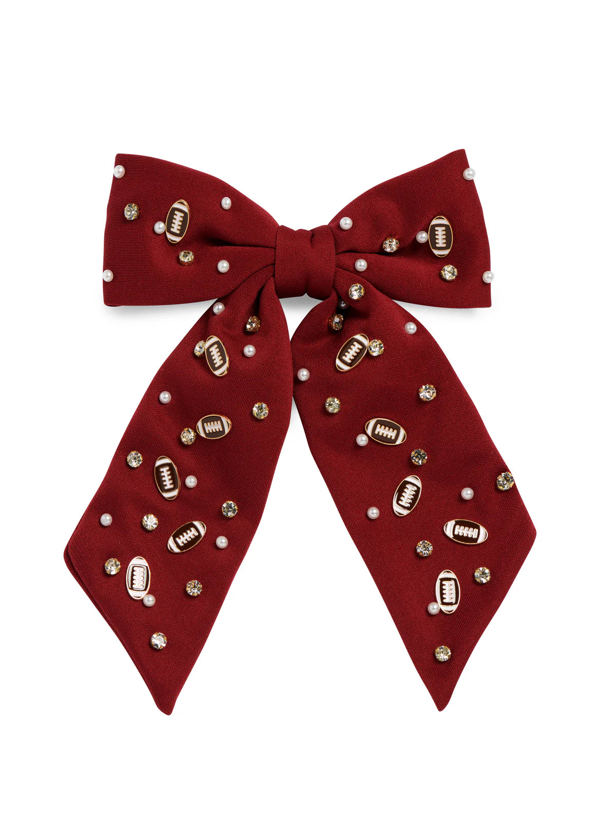 Game Day Charms Bow Clip - Maroon - Southern Belle Boutique