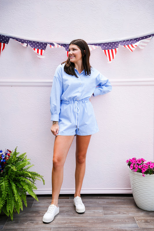 Striped Blue Romper