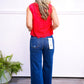 Risen High Rise Crop Wide Button Up Jean - Dark