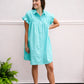 Turquoise Gathered Shirt Dress