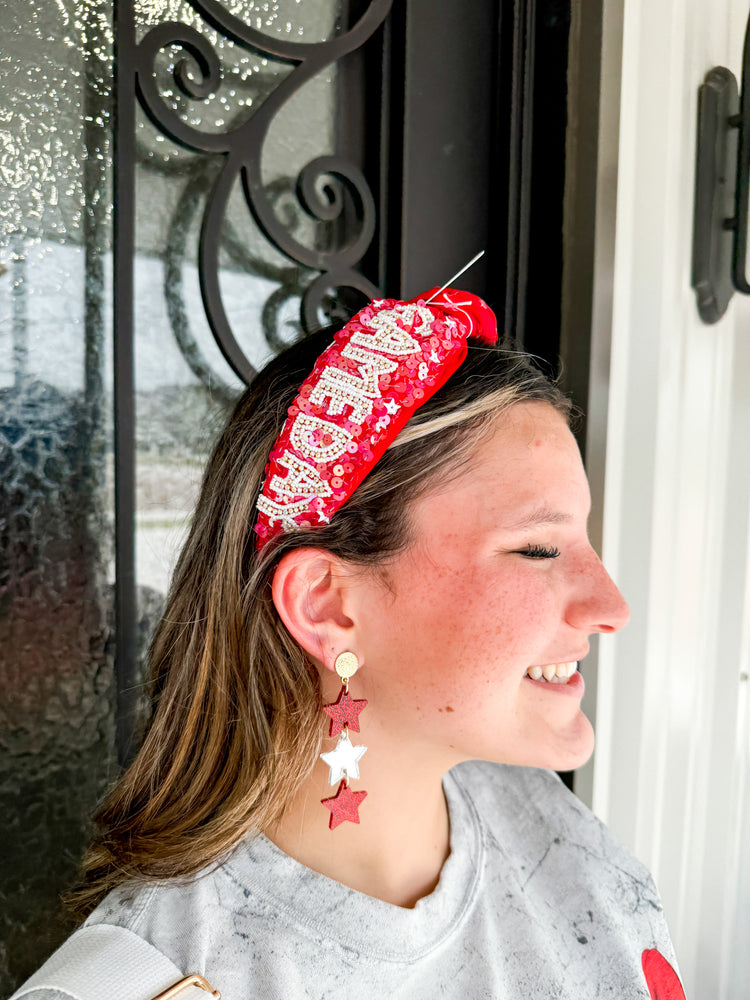 Red Sequin Game Day Headband