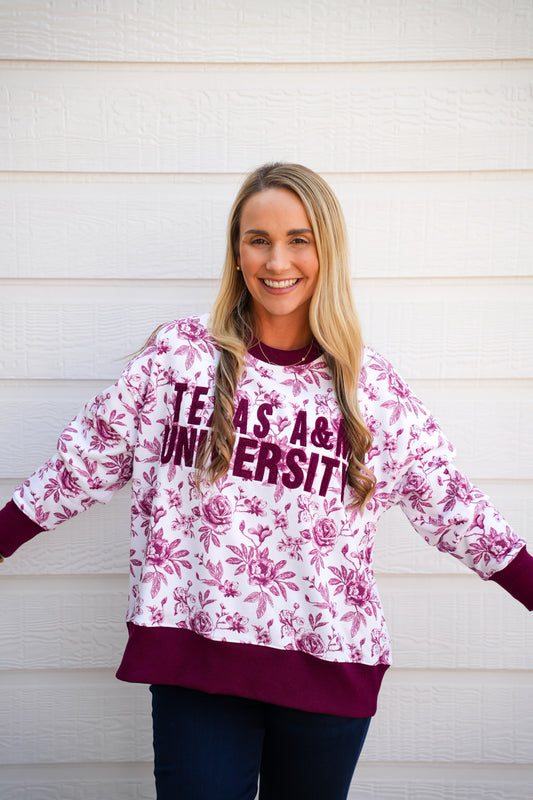 Texas A&M Floral Toile Sweatshirt