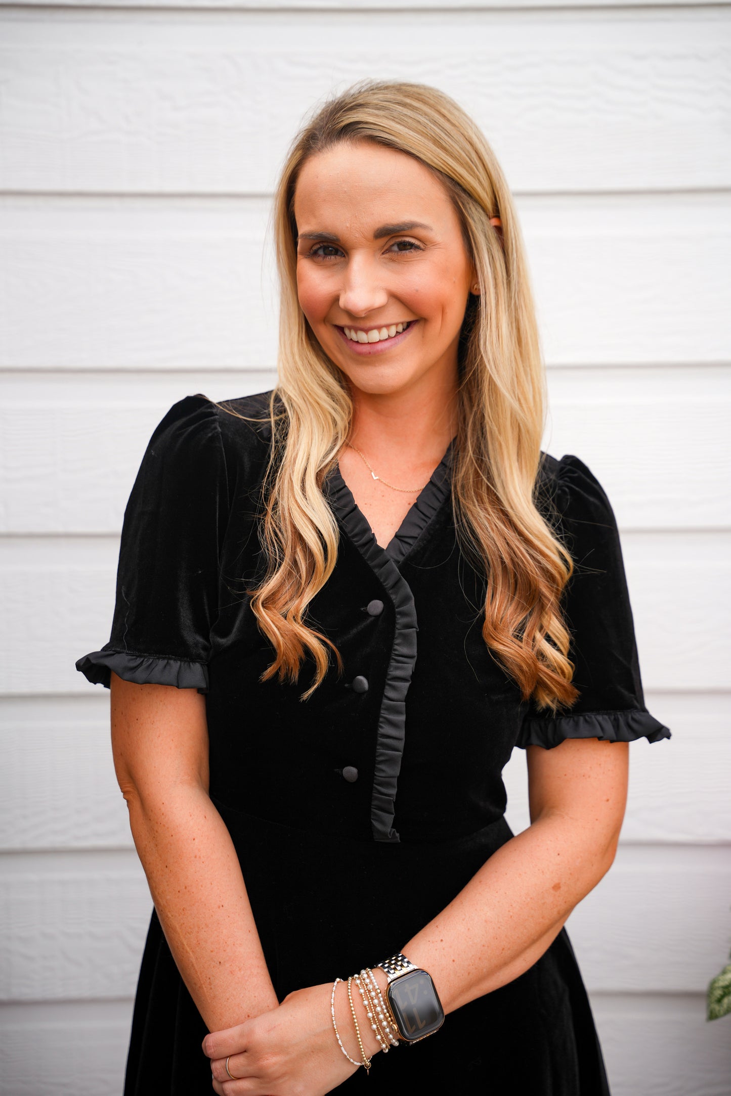 Christmas Holiday Black Velvet Ruffled Mini Dress