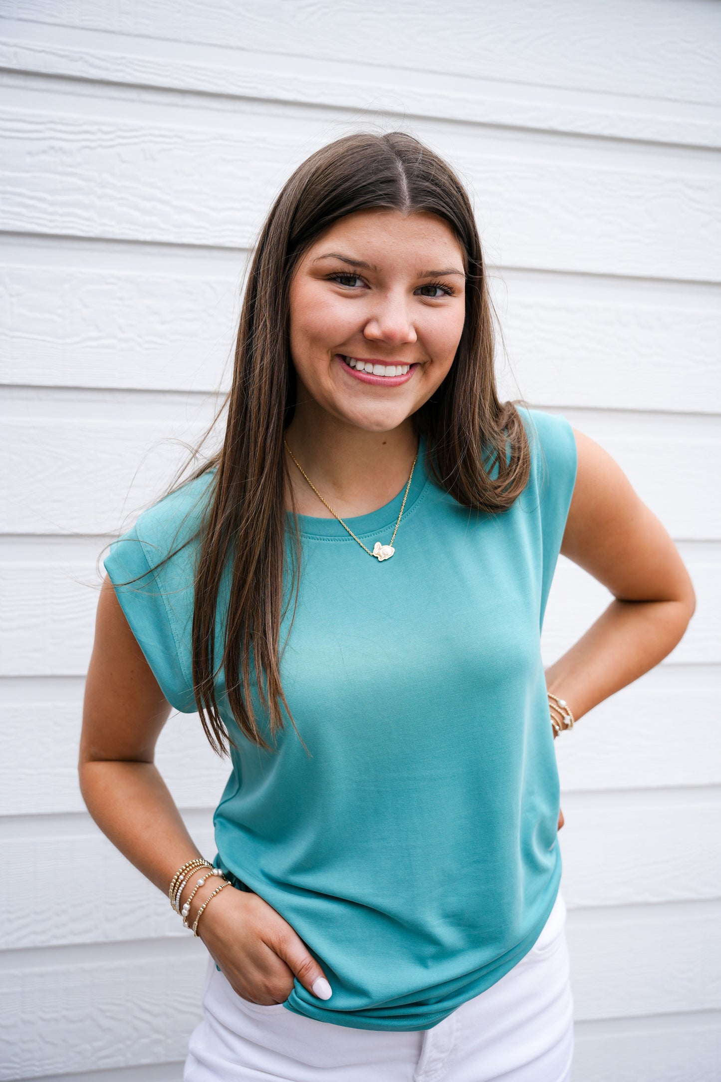 Alora  Tee -  Meadow Teal - Southern Belle Boutique