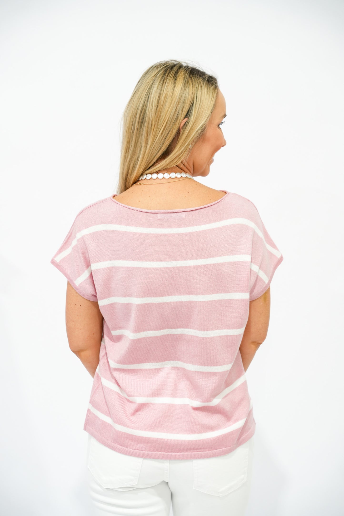 Dusty Striped SS Sweater - Southern Belle Boutique