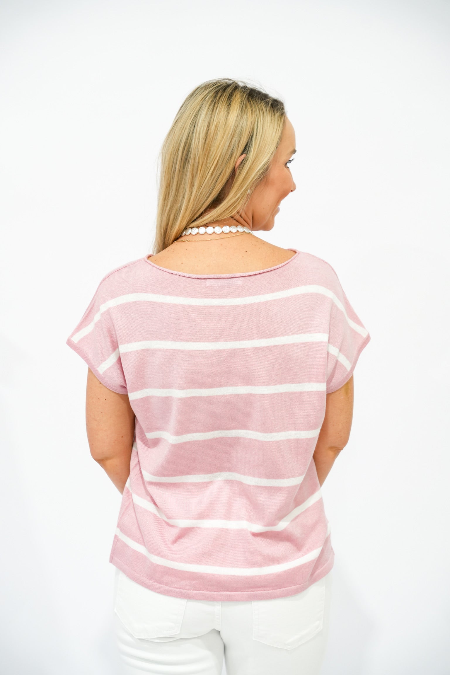 Dusty Striped SS Sweater - Southern Belle Boutique