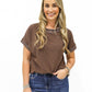 Brown Blouse w/Sleeve Trim
