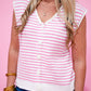 Pink Striped Sweaer Vest Cardigan - Southern Belle Boutique