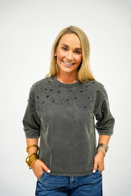 Octavia Top - Black Acid Wash