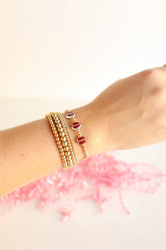 Football BB Bead Bracelet - 6.75" - Southern Belle Boutique