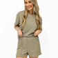 Khaki Striped Lounge Short Set