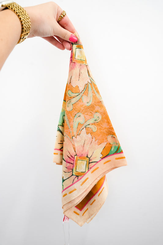 Western Pink and Peach Floral Cowgirl Silk Wild Rag - Southern Belle Boutique