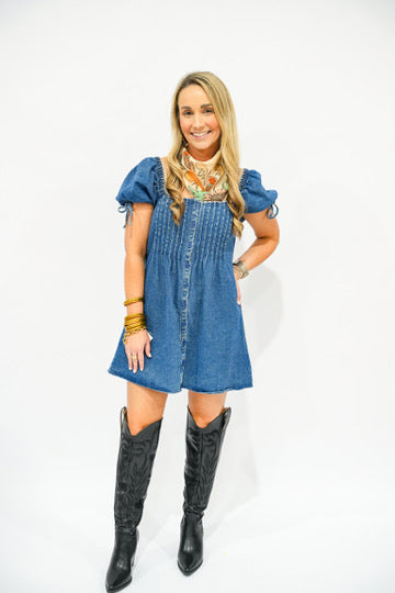 Sassy Denim Mini Dress - Southern Belle Boutique