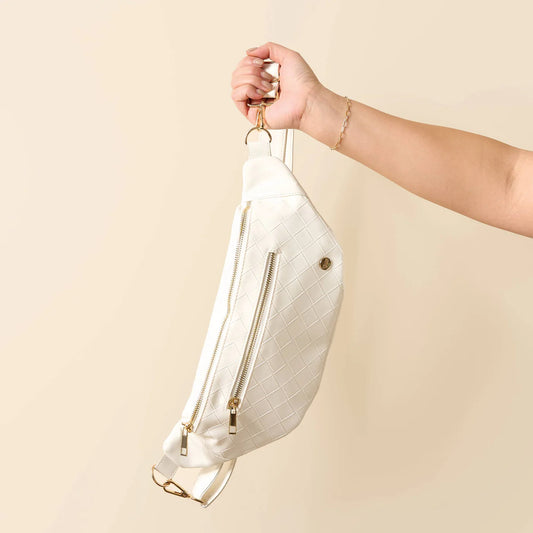 White Trendy Luxe Belt Bag - Southern Belle Boutique