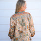 Taupe Teal Paisley Border Printed Top