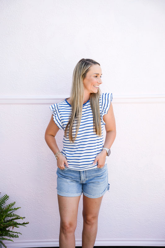 Akiko Top - Navy/White - Southern Belle Boutique