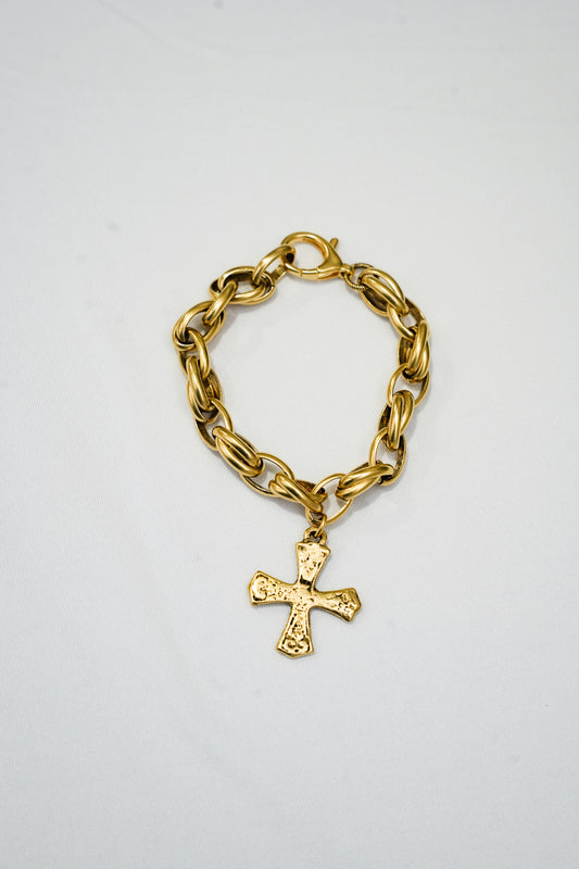 Wavy Gold Mini Western Cross Bracelet