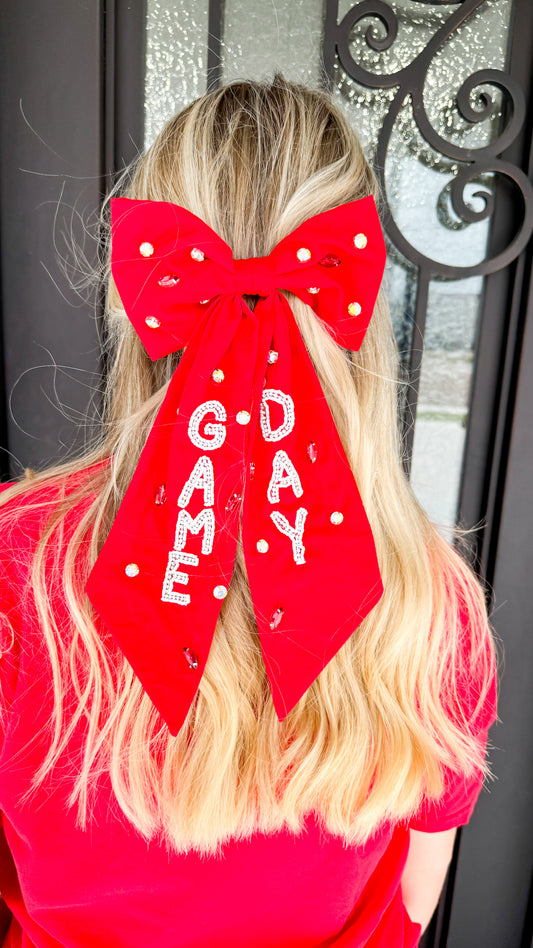 Red Game Day Bow