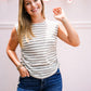 Slub Striped Top - Grey - Southern Belle Boutique
