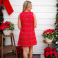 Red Christmas Tweed Scalloped Holiday Mini Dress