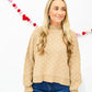 Heart Pattern Drop Shoulder Knit Pullover Sweater