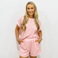 Pink Striped Short Set