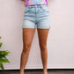 High Rise Cuffed Shorts - Light Wash