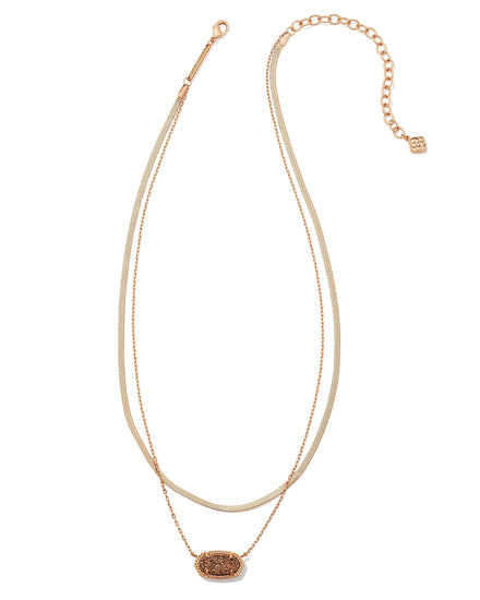 Elisa Herringbone Multistrand Necklace Rose Gold Rose Gold Drusy - Southern Belle Boutique