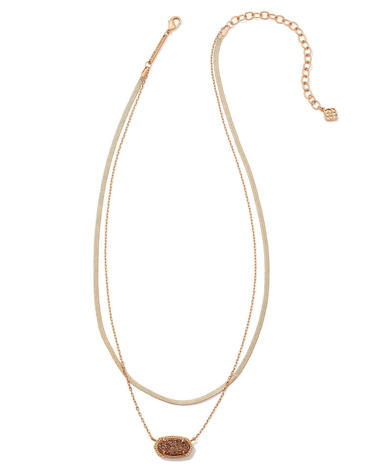 Elisa Herringbone Multistrand Necklace Rose Gold Rose Gold Drusy - Southern Belle Boutique