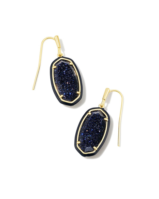 Dani Enamel Frame Drop Earrings Gold Navy Goldstone - Southern Belle Boutique