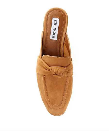 Chart Camel Suede Knot Flat Mules - Southern Belle Boutique