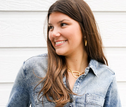 Gold Heart Choker - Southern Belle Boutique
