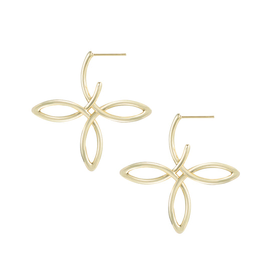 She's Classic Cross Hoop Earrings, Gold - Southern Belle Boutique