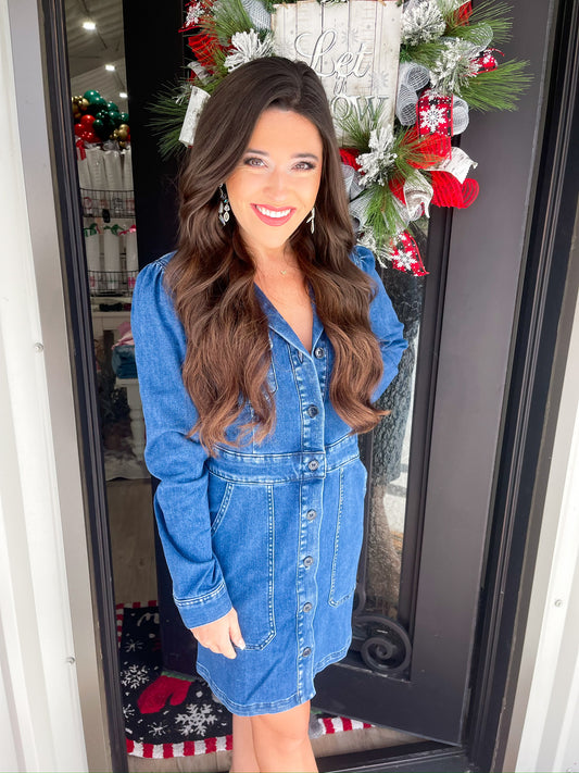 Priscilla Shirt Denim Dress - Southern Belle Boutique