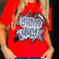Red Game Day Football & Star Patch Tee