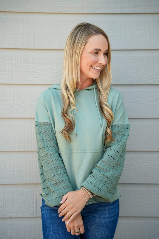 Elysia Hoodie Sweater - Slate Green