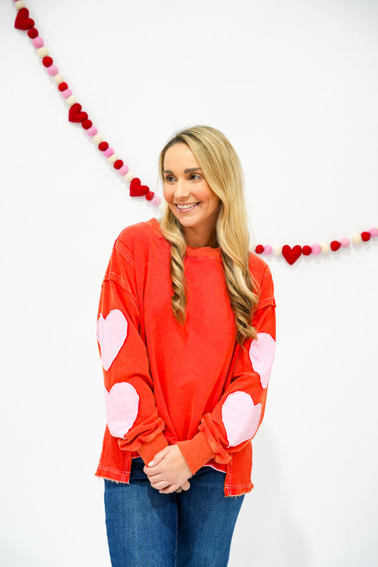 Candy Heart Patch Sweatshirt