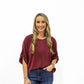 Burgundy Tie Sleeve Top