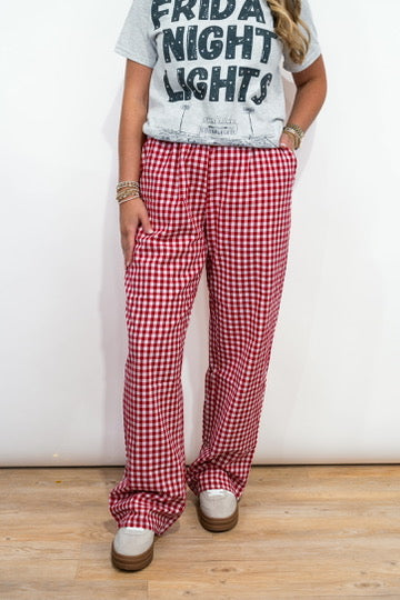 Red Gingham Pants - Southern Belle Boutique